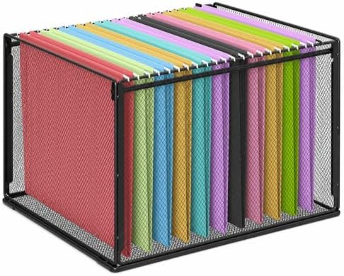LEKETREE Mesh Hanging File Organizer Box for Desk, Black 1 Pack
