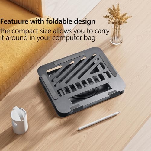 Laptop Stand for Desk Adjustable Computer Stand 360° Rotating with Hollow Ventilation Board Large Weight Capacity Laptop Riser Adjustable Height Laptop Stand for All 10" - 17'' Laptops