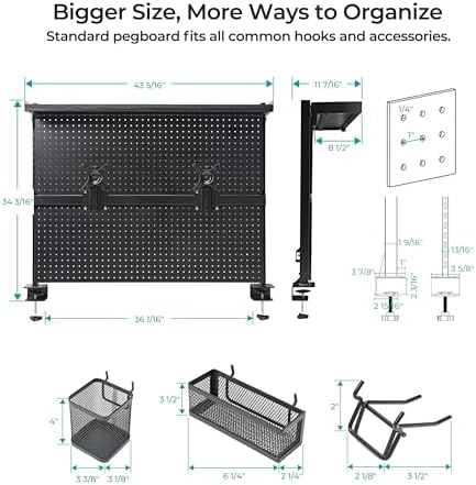 EUREKA ERGONOMIC Desk Pegboard Dual Monitor Stand 43x34 Black