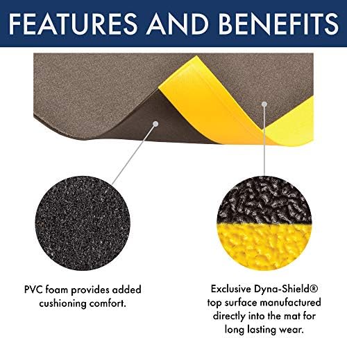 Notrax 415 Pebble Step Sof-Tred™ W/Dyna-Shield® Anti-Fatigue Safety Mat, for Home or Business 3' X 6' Black/Yellow