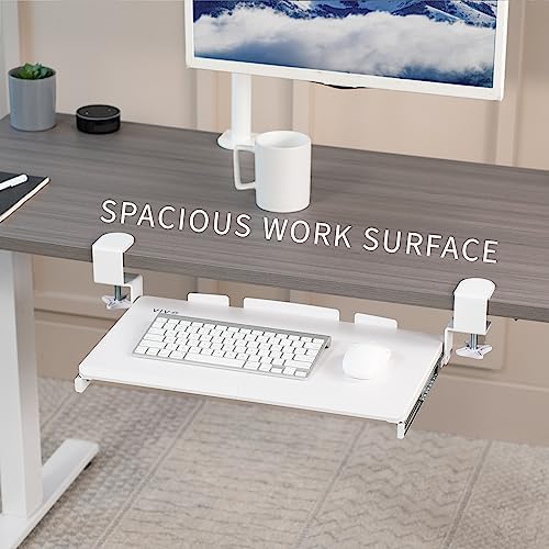 VIVO White Clamp-on 20 x 11 in Keyboard Tray, MOUNT-KB05ES-W