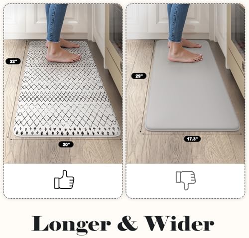 KIMODE Anti Fatigue Kitchen Mat for Floor, Cushioned Farmhouse Kitchen Rug