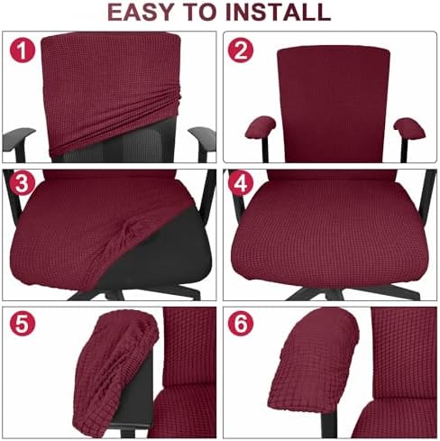 Tallew 4 Pcs Office Chair Covers Stretchable Armrest Seat,XL,Burgundy