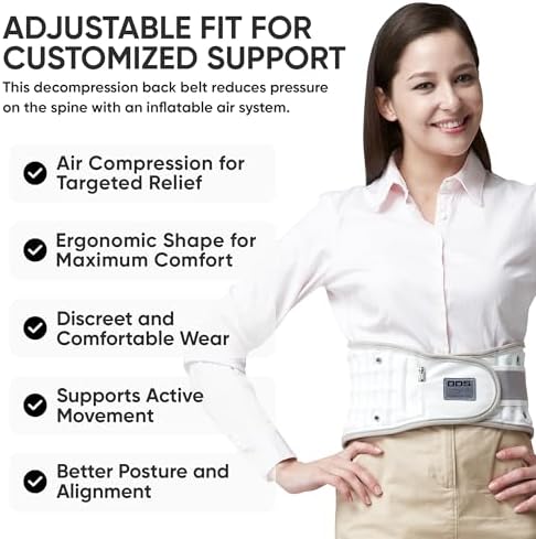 DDS, Inc. 300 Back Decompression Belt – Pneumatic Lumbar Decompression Belt for Women and Men, Lower Back Brace for Work, Lifting, and Daily Support – Adjustable Air Lumbar Traction Device (3XL)