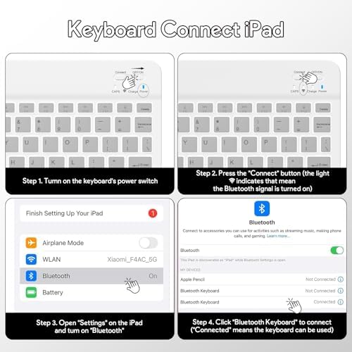 YBING Keyboard Case for iPad 10th Gen 10.9 inch (2022) & 11th Gen (A16, 2025), 7-Color Backlit Detachable Bluetooth Keypad & Rotatable Magnetic Case with Pencil Holder (Gray)