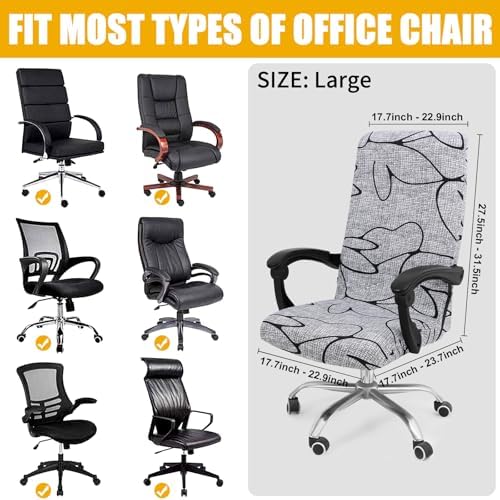 Smiry Office Computer Chair Cover with Armrest Covers, Grey and Black