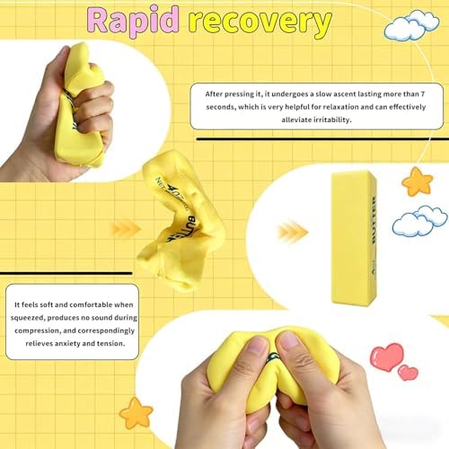 Slow Rising Squishy Butter Squeeze Toys Pack Sensory Stress Relief Squishies Soft & Stretchy Fidget Toys for Anxiety Relief Party Favors Squishy Butter (4pcs)