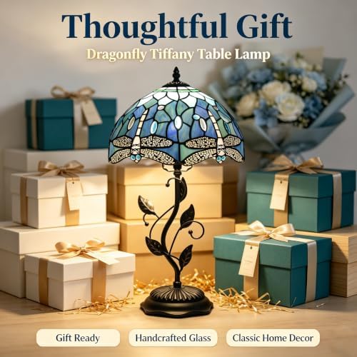 Tiffany Lamp Blue Dragonfly Stained Glass Table Lamp