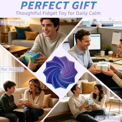 3D Printed Expanded Sensory Fidget Star, Fractal Stress Relief Spinning Tower Toy with Handle, Polygonal Honeycomb Whirling Spiral Design, Stocking Stuffers Gift for Adults Teens ADHD Office Desk