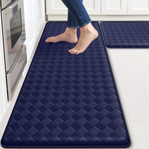 TranquilRelax 2-Piece Kitchen Mats, Cushioned Non-Slip Floor Mats, Blue