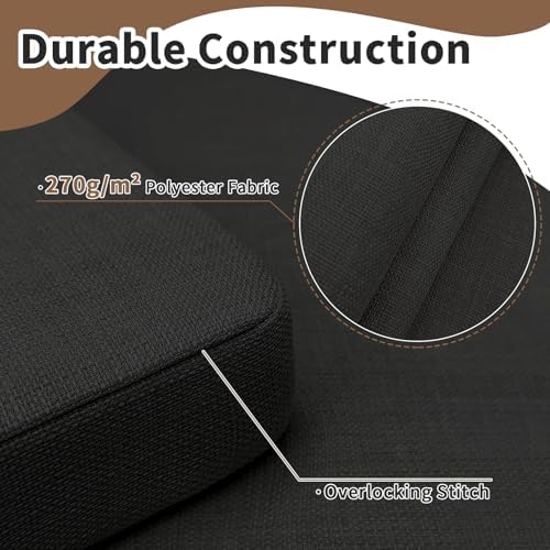 Chair Cushions for Dining Chairs 6 Pack 35D High-Density Foam Seat Cushions for Kitchen Chairs with Ties Non Slip and Removable Cover Chair Pads 16.5" x 16.5" x 2" (Black)