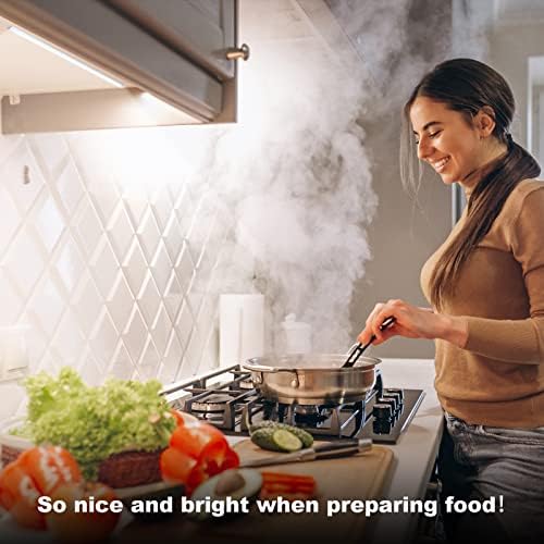 JUSJUBR Under Cabinet Lights Plug-in, 4 Pack x 12inch LED Under Cabinet Lighting, Dimmable Plug-in Light Bar for Desk, Under Kitchen Counter LED Lights with Memory Function, Cold White 6500K