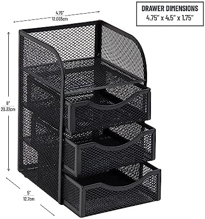 Mind Reader Desktop Accessory Storage, Paper Binder Clip Basket, Workspace, Office, Metal Mesh, 4.75"L x 5"W x 8"H, Black