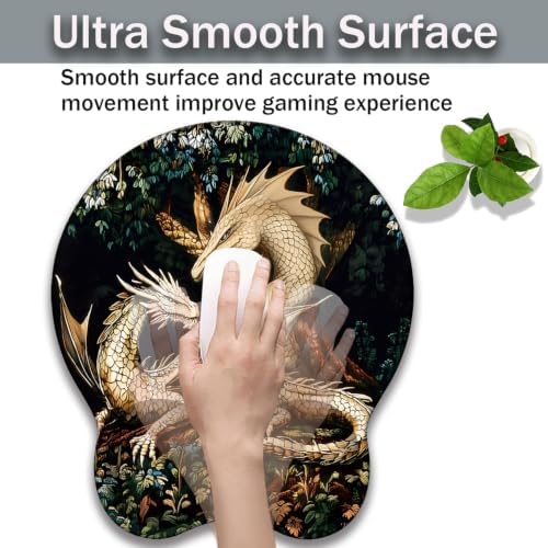 Ergonomic Keyboard Wrist Rest & Mouse Wrist Support Set with Lace Coaster, Gel Memory Foam Anti-Slip Base, Pain Relief for Typing, Dragon