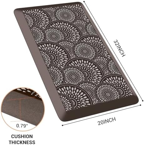 Mattitude 4/5 Inch Kitchen Mat, 20x32in Heavy Duty Ergonomic Comfort Foam Standing Desk Mat, Waterproof Non-Slip Standing Mats and Rugs for Kitchen, Office, Chocolate