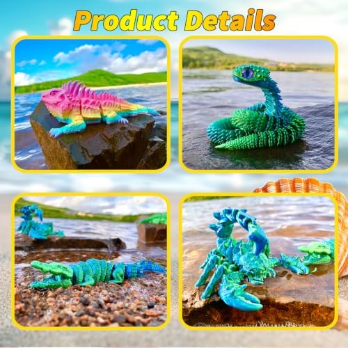 6pcs 3D Printed Toy Snake Flexible，Articulated Fidget Toys,Large，3D Printed Animals,Desk Executive Toy，Easter Eggs Basket Stuffers,Toys for Boys Kids Teen Girl 5-7 4-6 8-12