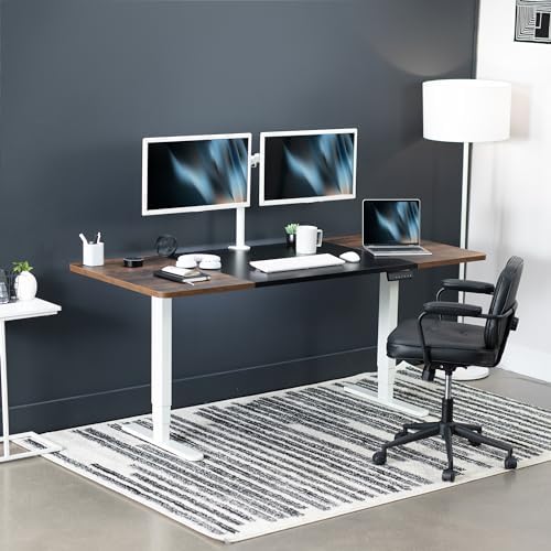 VIVO Black/Vintage Brown 71 x 30 in Standing Desk, DESK-KIT-2W7BN