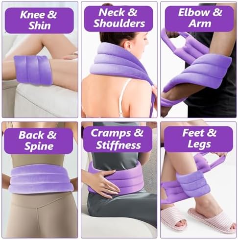 Microwave Heating pad for Neck and Shoulders Back 33 * 5" microwavable Moist Heat Pack Warm hot Compress Neck wrap Weighted Rice Bean Bag Reusable Herbal Nature Calming Portable