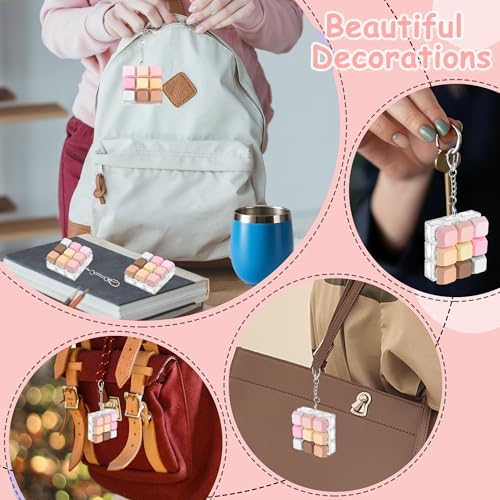 Keyboard Fidget Toy, Keyboard Fidget Keychain 9-in-1 Keyboard Decompression Button Finger Clicker Toys Stress Relief Fidget Gifts (Morandi)
