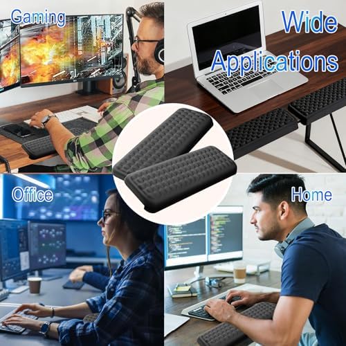 L-Shaped Desk Elbow Rest Pads, Memory Foam, Non-Slip, Black, 2 Pack