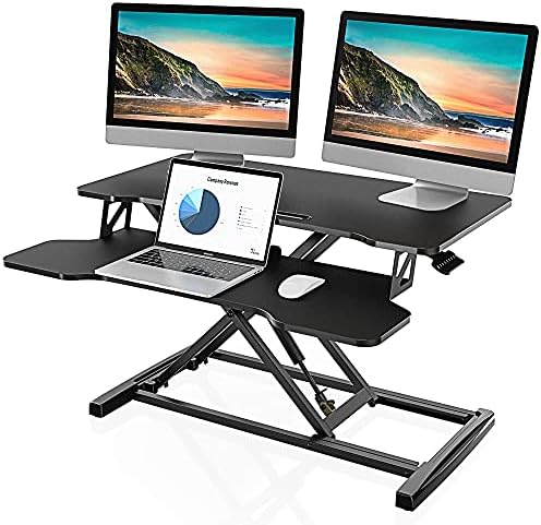 FITUEYES Height Adjustable Standing Desk 32” Wide Sit to Stand Converter