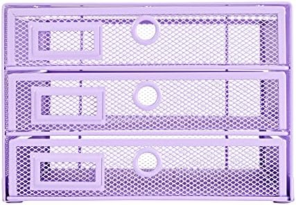Annova Desk Organizer Wire Mesh 3 Tier Sliding Drawers Paper Sorter/Multifunctional/Premium Solid Construction for Letters, Documents, Mail, Files, Paper, Kids' Art Supplies (Light Pink)