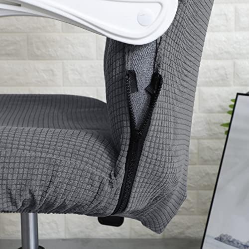 FORCHEER Office Chair Cover Water Repellent Jacquard Armrest Swivel Chair Slipcovers Removable Stretch Universal Computer Chair Cover L with Chair Arm Cover 2P-Dark Grey