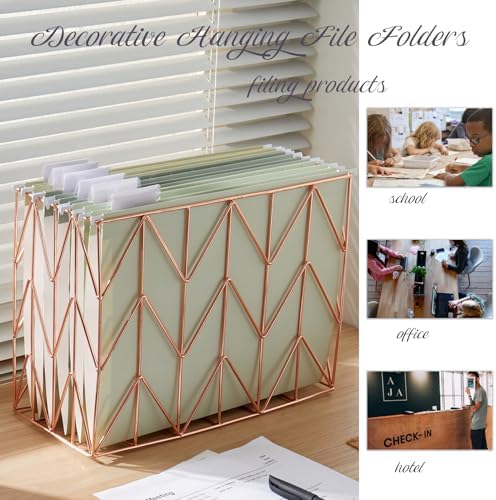 6 Pack Hanging Folder File Cabinet Organizer Letter Size 1/5 Cut Adjustable Label Decoration Home Office School Classroom, Green