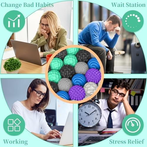 Silicone Magnetic Balls, Fidget Toys for Adults & Teens, 6PCS Stress Balls Sensory Toy, Quiet Magnet Desk Fidgets with Textured, ADHD Anxiety Relief Items, Fun Stocking Suffers Gifts (Landscape)
