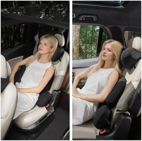 BEBAS Ergonomic Car Headrest Pillow, Memory Foam Neck Support, Black