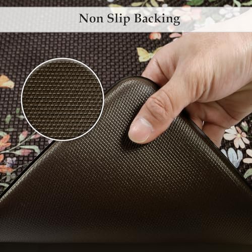 KIMODE Anti Fatigue Kitchen Mats for Floor, Farmhouse Black Kitchen Rugs