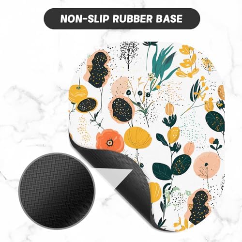 Small Mouse Pad, 6 x 7 Inch, Oval Mini Mouse Pad with Non-Slip Rubber Base for Laptop Wireless Mouse Keyboard Tray Mousepad, Flower Seamless Pattern