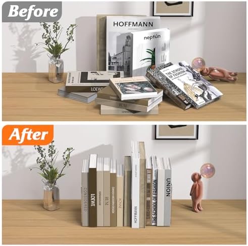 Acrylic Bookends 4 Pcs, Clear Book Ends for Shelves, Bookend Organizer