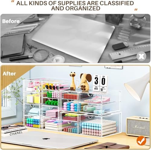 caktraie Acrylic16-Drawer Storage & Makeup Organizer for Desk