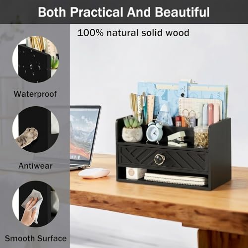 Desk Organizer with Drawer, Countertop Bill Mail Organizer and File Storage