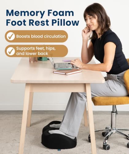 Everlasting Comfort Foot Rest for Under Desk at Work - Memory Foam Office Foot Stool & Under Desk Footrest Leg Elevation Pillow for Gaming & Home Office, Supports Posture