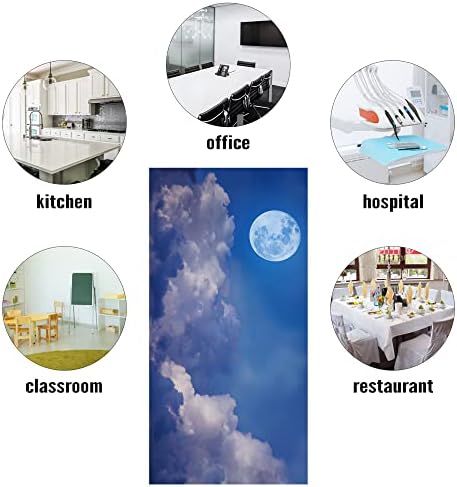 Fluorescent Light Cover Decorative Ceiling Light Filters,Moon Night Sky with Cloudy Pattern,for Classroom Office Hospitals Home Ceiling Decorative,2ft x 4ft,Blue White