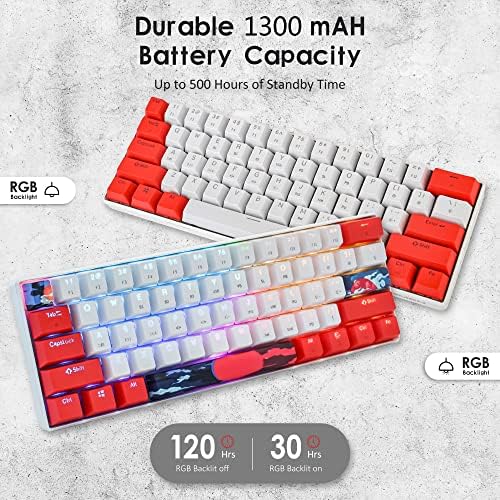 surmen GT61 60% Mechanical Gaming Keyboard 60 Percent RGB Backlit Hot-Swappable Wireless/Wired Compact Mini Keyboards Bluetooth 5.0 Keyboard Programmable/N-Key Rollover (Yellow Switch, Sun)