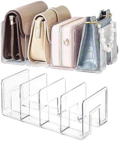 Purse Organizer for Closet, Clear Acrylic File Organizer, Desk File Holder for Book, Document, Envelopes, Binder, Mail, Handbag (2Pcs)