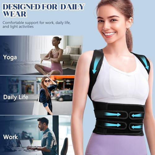 Posture Corrector for Men & Women, Full Back Brace & Straightener