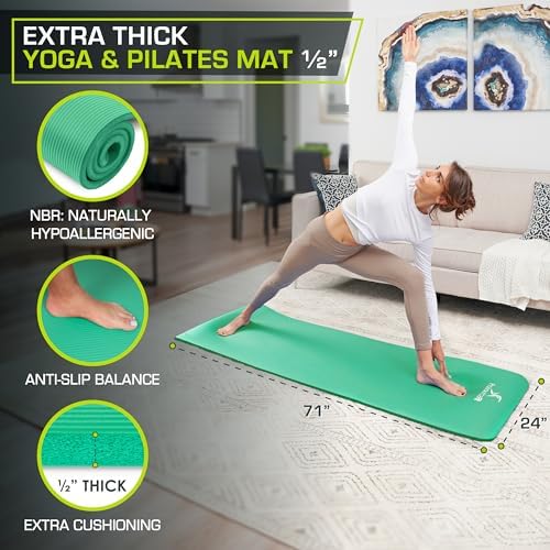 ProsourceFit Extra Thick Yoga and Pilates Mat, 71-inch Long High Density Exercise Mat with Comfort Foam and Carrying Strap