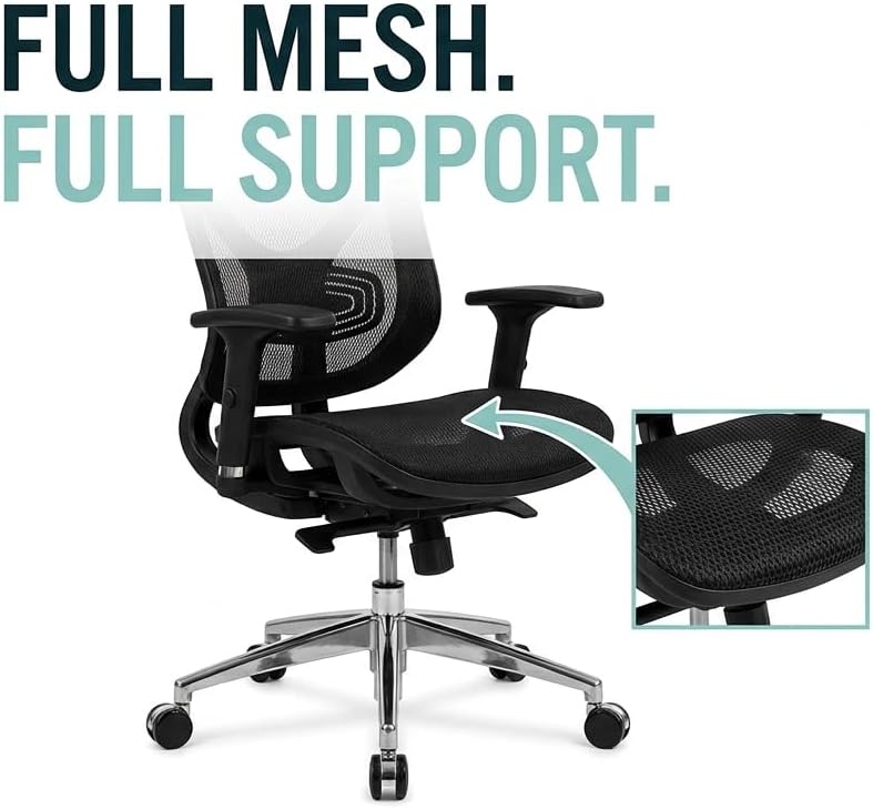 TR-Mesh Velo Full Mesh Office Performance Chair Set - Set of 2 High Back Ergonomic Chairs with Premium Suspension, Open-Air Back Support, Butterfly Tilt Control, Polished Base