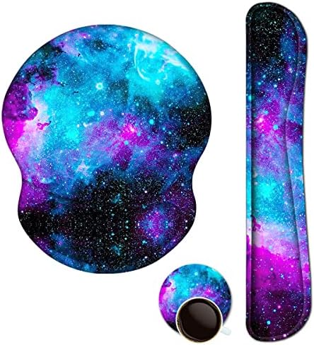 ArtSo Upgraded Wrist Rest Support for Mouse Pad & Keyboard, Ergonomic Gel Mousepad Non-Slip Rubber Base Home,Office Pain Relief & Easy Typing Cushion with Neoprene Cloth & Soft Memory Foam, Galaxy