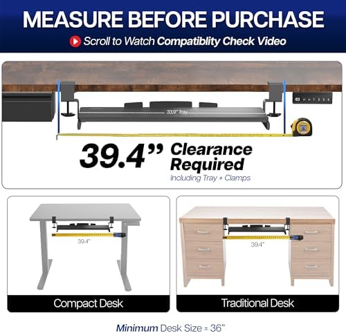 VIVO Vintage Brown Extra Large Clamp-on 34"x11" Keyboard Tray, MOUNT-KB15EN