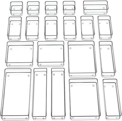 SMARTAKE 20-Piece Drawer Organizer with Non-Slip Silicone Pads, 7-Size