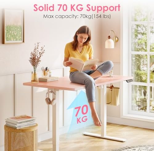 OffiGo 40" Pink Electric Standing Desk Height Adjustable for Home Office