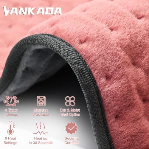 Heating Pad Electric Heat Pad, Hot Heated Pad,Multiple Temp and Timer Settings,Suitable for Shoulders, Neck, arms, Abdomen, Back, Legs, etc (Dusty Rose, 24"X12")