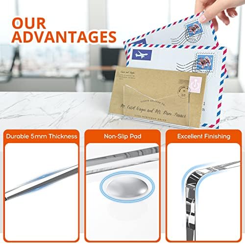 Richboom Acrylic Mail Holder, Envelope Holder for Desk Countertop Letter Holder for Home Office School (1 Section Clear)