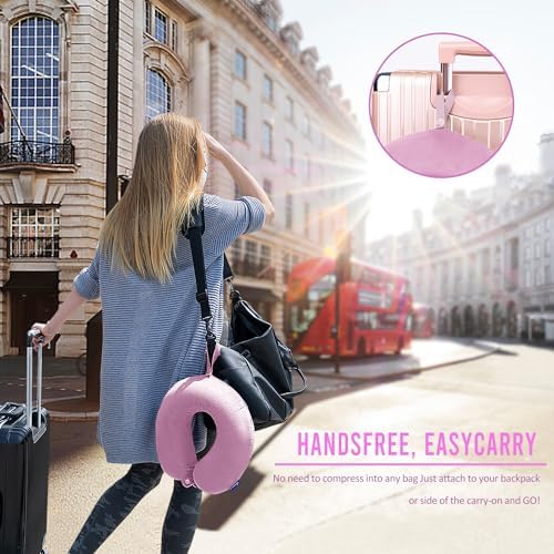 Fabuday Travel Neck Pillow Memory Foam for Airplane Traveling Light Purple