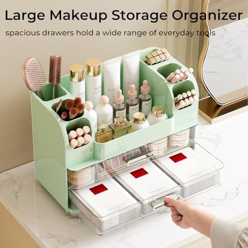 UFORU Makeup Organizer Countertop with 2 Large Drawers for Vanity Bathroom